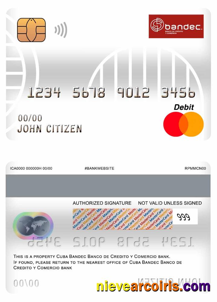 Cuba Bandec Banco de Credito y Comercio bank master debit card